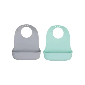 Set de Baberos de Silicona - Verde Menta y Gris Claro | We Might Be Tiny