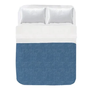 Colcha Estampado Textura Lino Azul Marino