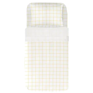 Juego Sábanas Bebé Estampado Cuadro Amarillo
