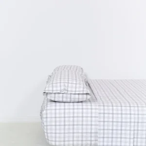 Sábana bajera estampada Cuadros Gris